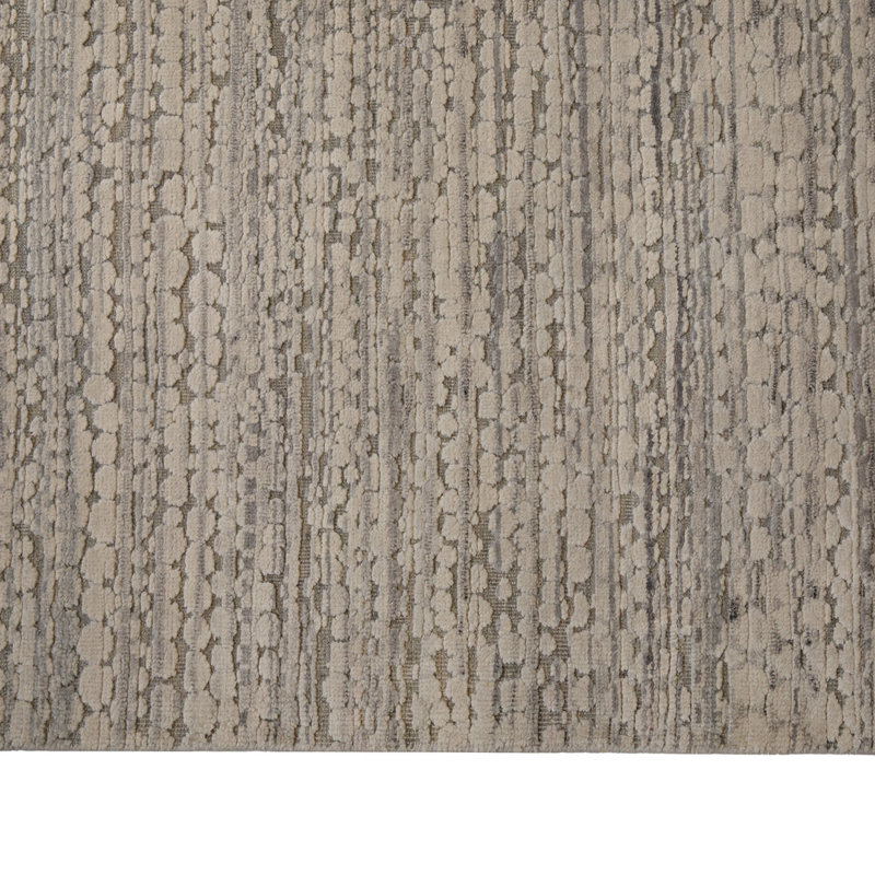 Grey Textured Silk Wool Blend Rug - 8' x 10'