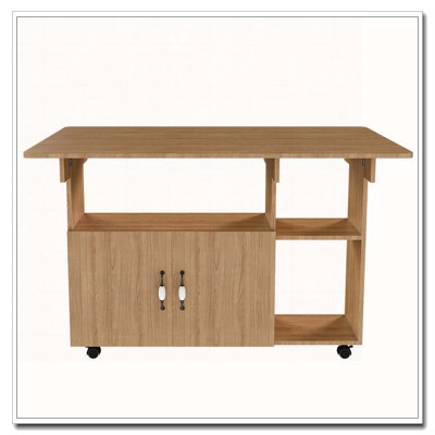 Table pliante avec tablettes et roulettes de rangement, table de salle à manger pliable de 47 pouces pour les petits espaces, bureau compact pour la cuisine