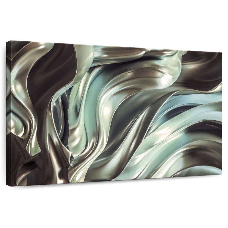 Abstrait en tissu argenté lustré Avery, H 16 po x l 24 po