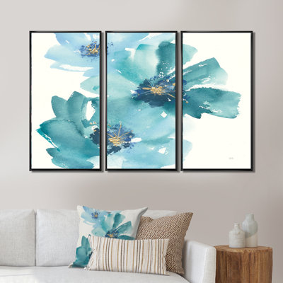 «Blue Cosmos Indigo I», ensemble d'art mural sur toile encadré