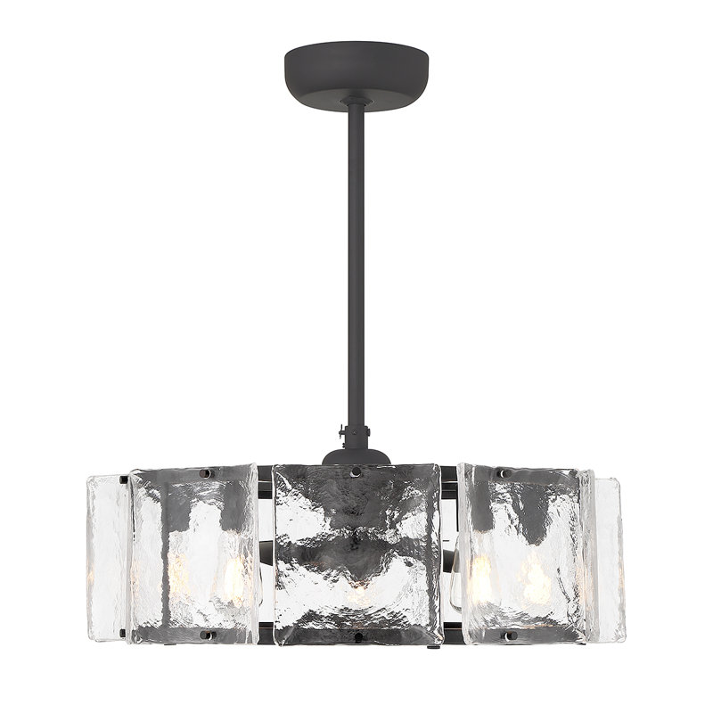 Matte Black 27" LED Chandelier Fan with Clear Glass