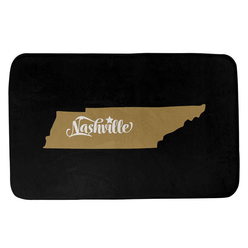 Tapis de bain antidérapant Colors, L 21 po x L 34 po, Noir et or, Nashville Sports