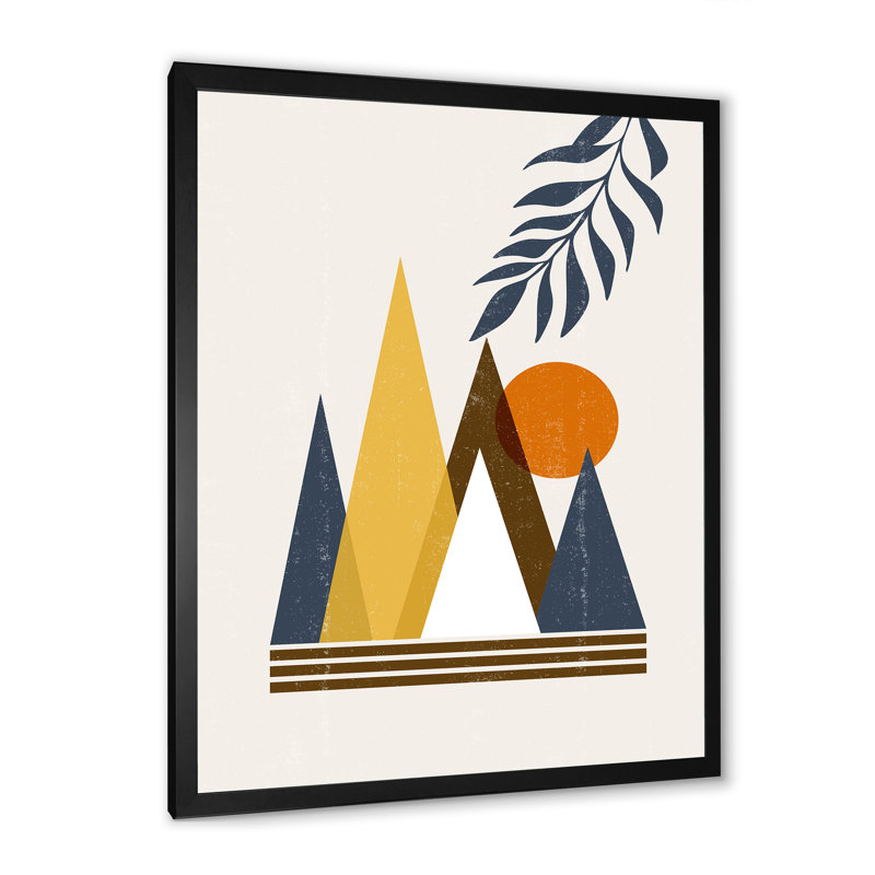 Abstrait soleil et lune dans les montagnes I - Photographie de cadre photo sur toile, Cadre noir, H 32 po x l 24 po x P 1 po