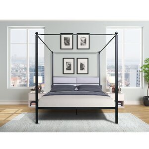 Red Barrel Studio® Anasha Upholstered Metal Canopy Bed | Wayfair