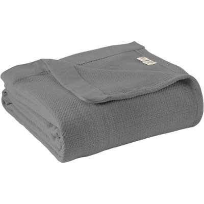 100% Organic Cotton Blanket - GOTS & Fairtrade Certified Organic Cotton Throw Blanket for Bed with Soft Warm & Breathable Single Knit Weave - Great as Bedspread or Coverlet (Gray, King/Cal King)
