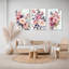 Toile murale florale rose poudré (paquet de 3)-118095927