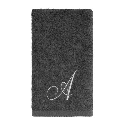 Essuie-mains Winston Porter en granit / argent avec monogramme et lettre A