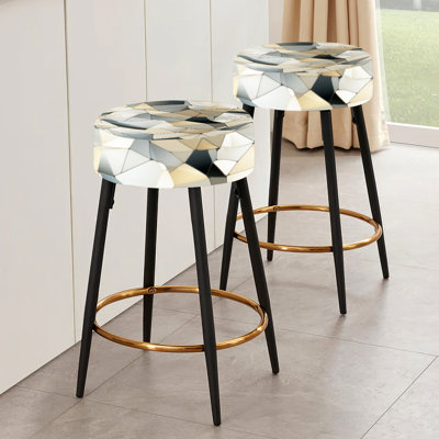 Industrial Blue Haze Tessellations Geometric - Geometric Bar Stools Set Of 2