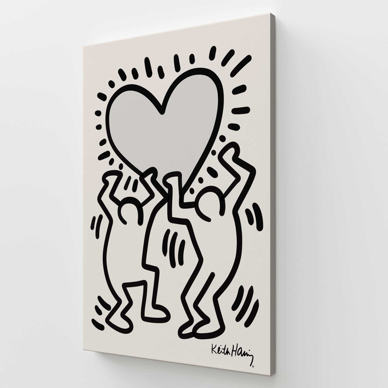 «Keith Haring Heart», grande impression sur toile, H 54 po x l 36 po