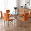 Classic High Back Upholstered Faux Leather Dining Chair with Silver/Black Leg-1484279008-1484279015