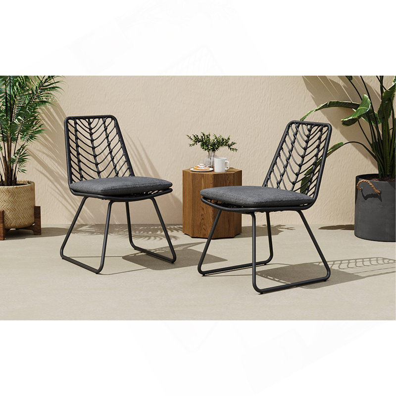 Chaise Deja, 2 pièces avec 2 coussins, Coussin gris / cadre gris / noir