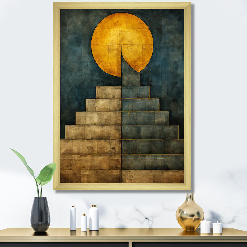 Pleine lune - Illustration rétro, H 40 po x l 30 po x P 1,5 po, Cadre doré simple
