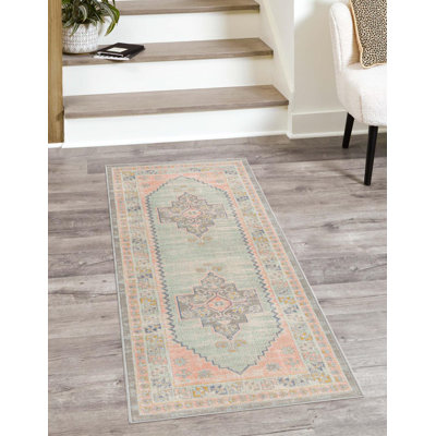 Tapis oriental rose poudré Pointe
