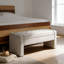 Banc de rangement capitonné avec repose-pieds, tissu / fermeture en douceur