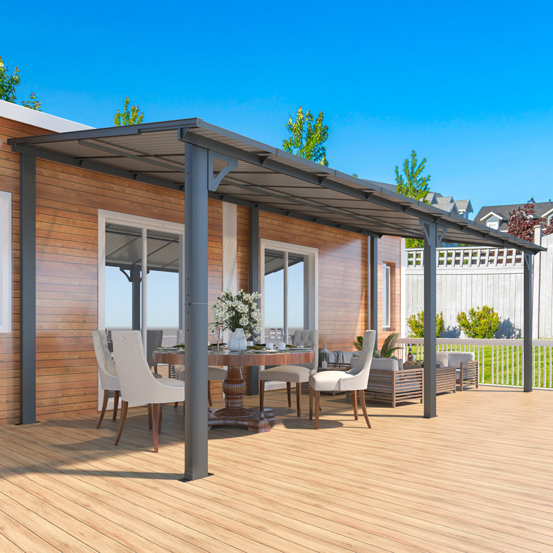 Aluminum Pergola with Canopy, 609.6cm x 243.84cm, Black