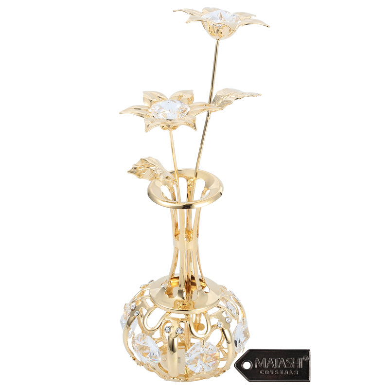 Sculpture de tournesols dans un vase, Doré