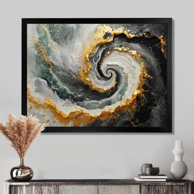 Abstrait noir et or cosmique vortex II - spirales abstraites, art mural