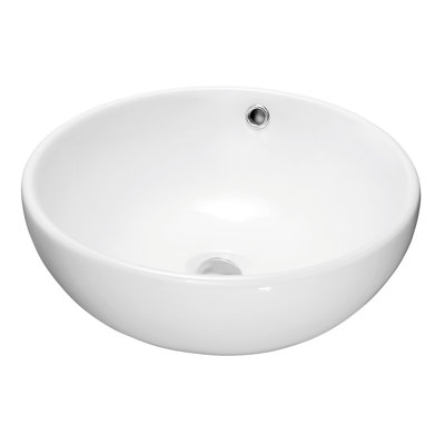 Dawn USA 17'' White Ceramic Circular Bathroom Sink with Overflow
