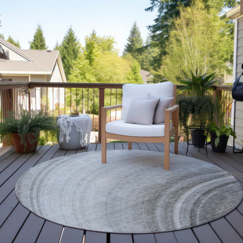 Jurnee Washable Abstract Indoor / Outdoor Rug, Round 8'