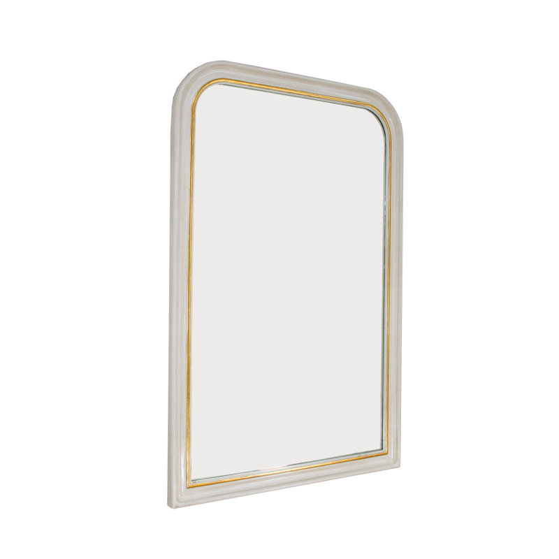 Tallulah Arch Wall Mirror, 60" x 40", Antique White/Gold