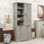 Armoire de rangement autoportante en bois avec tablettes réglables et paniers à linge inclinables-361453900