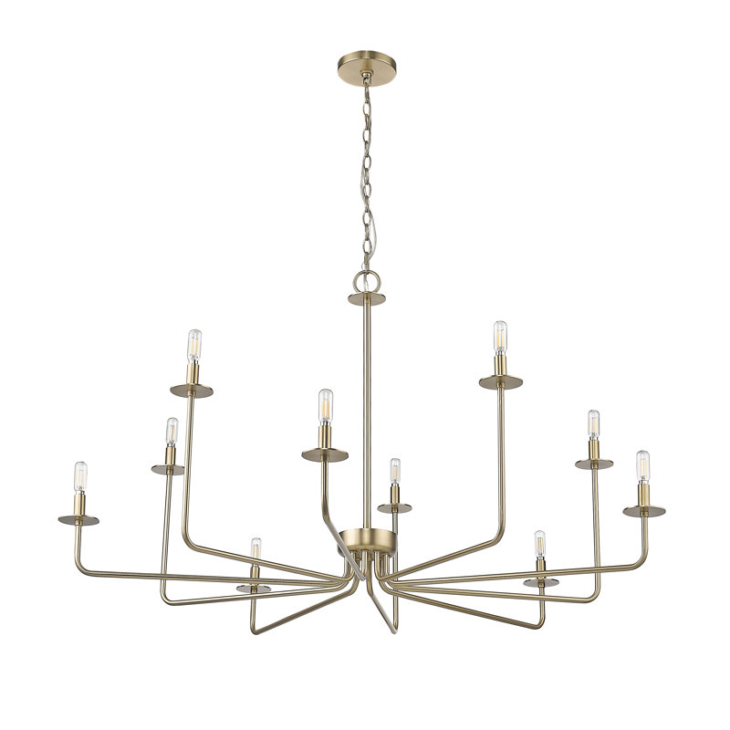 Lustre classique / traditionnel à 10 lumières de 48 po de largeur Marceline, Nickel poli