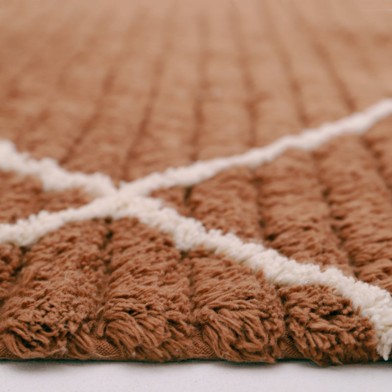 Cofield Hand Tufted Cotton Orange/Beige Rug, Rectangle 135 x 190cm