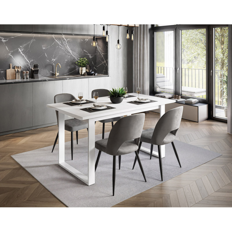 Akshita Rectangular Dining Table, Grey/Brown/Blue, White