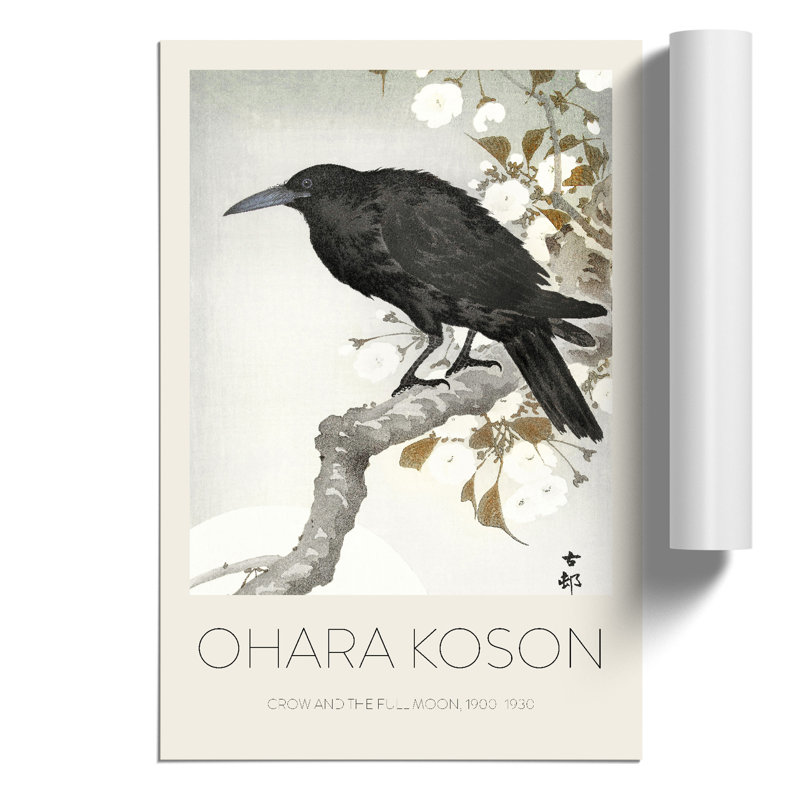 A Crow on the Blossom Tree Print by Ohara Koson - Frameless Print, 30cm H x 21cm W x 0.1cm D