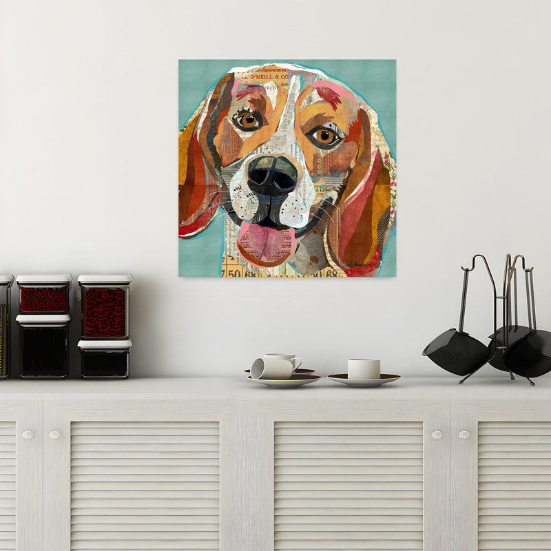 Beagle, art contemporain pour chien, H 18 po x l 18 po