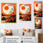 Soleil orange assis au sommet d'une montagne - impression-88557098-88557097