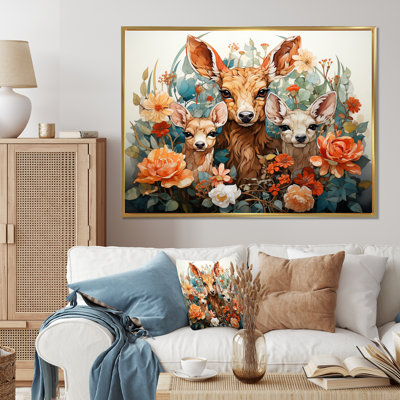 " Coral Brown Line Art Whimsical Animals I "