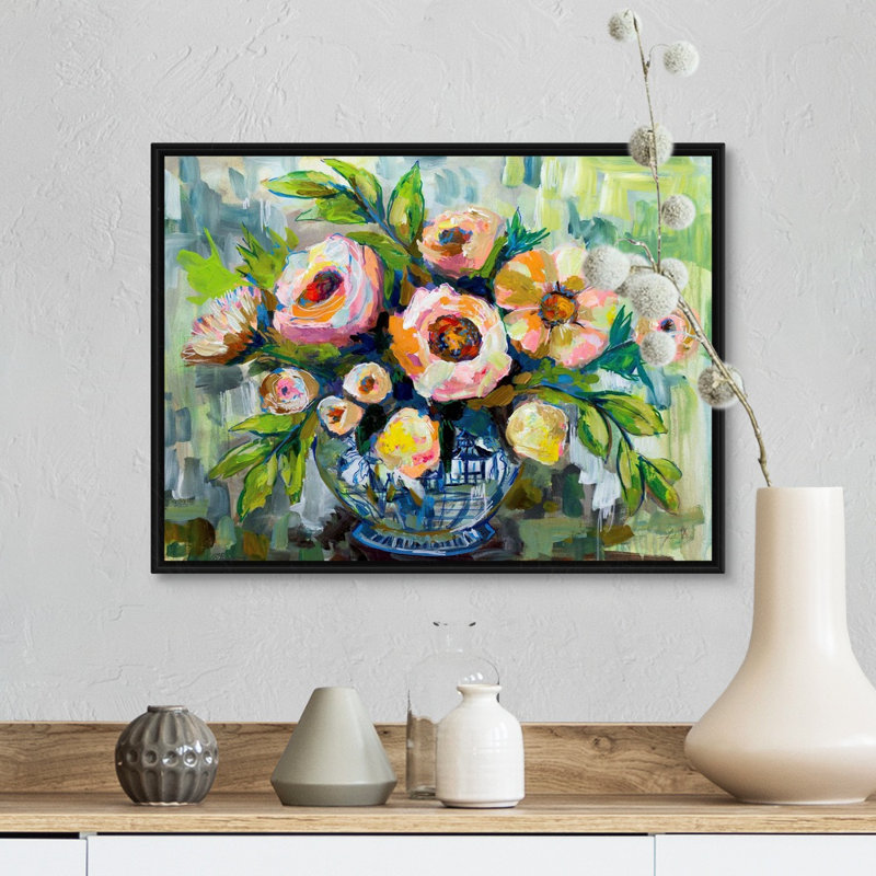 «Midsummer» par Jeanette Vertentes - impression d'art graphique, Cadre flottant noir, H 14 po x l 18 po x P 1,75 po