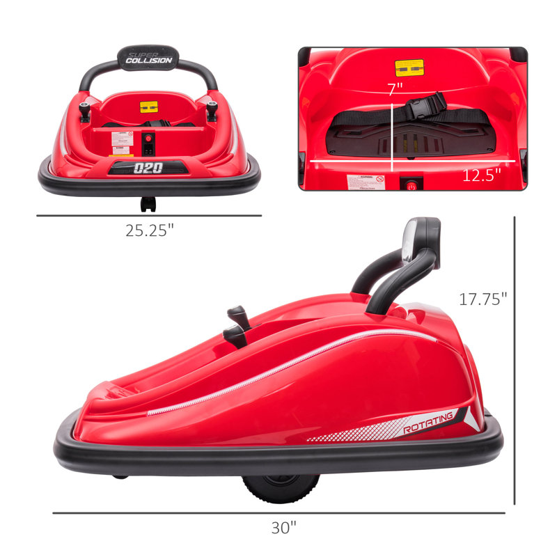 Red 12V Kids Electric Bumper Car with LED Lights