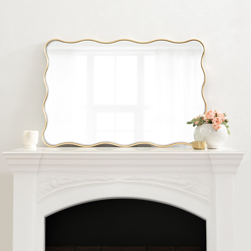 Miroir de salle de bain rectangulaire festonné, Doré, 36 po x 24 po