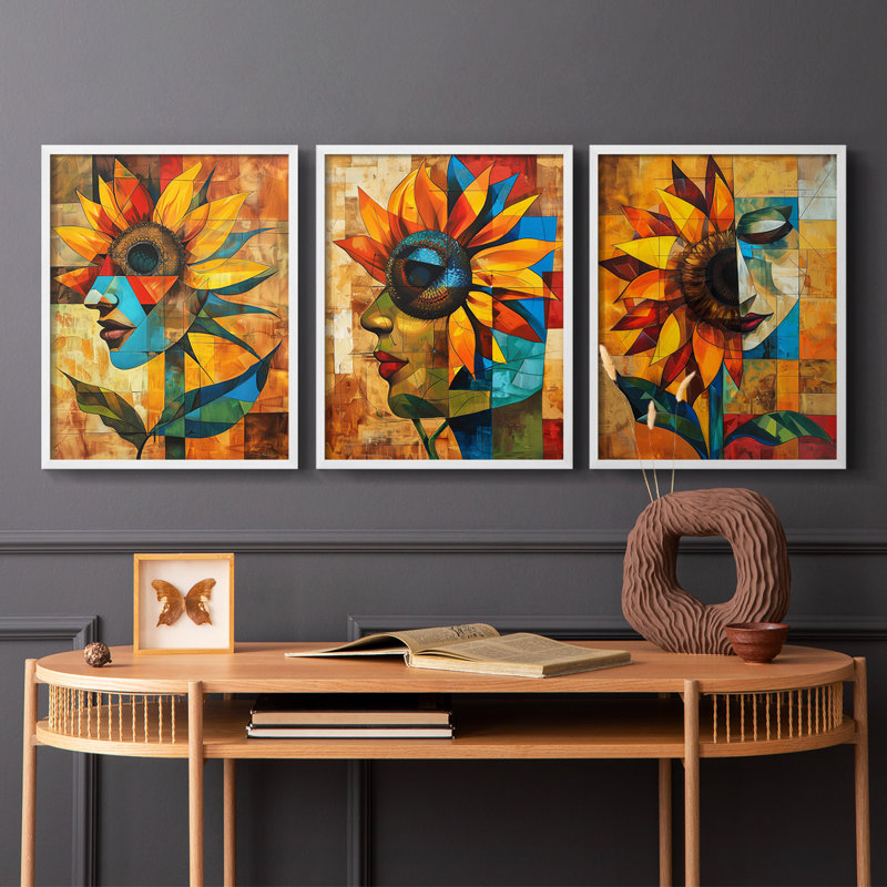 Série d'étude florale CLIX - ensemble de 3 estampes numériques giclées - prêt à être accroché, Cadre blanc, H 20 po x l 16 po
