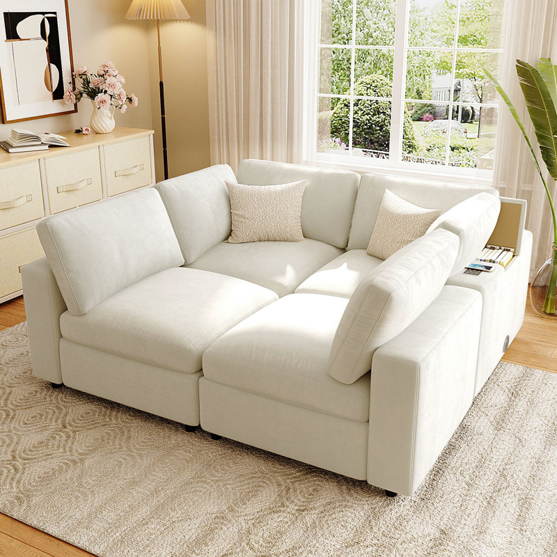 133.5" Modular Sofa - Storage, USB/Wireless Charging, Bluetooth Speaker - Multi-Room