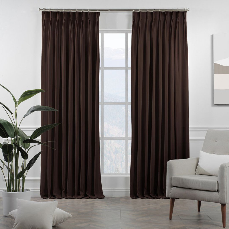 Room Darkening Single Curtain Panel, Dark Brown, 245cm Width x 145cm Drop