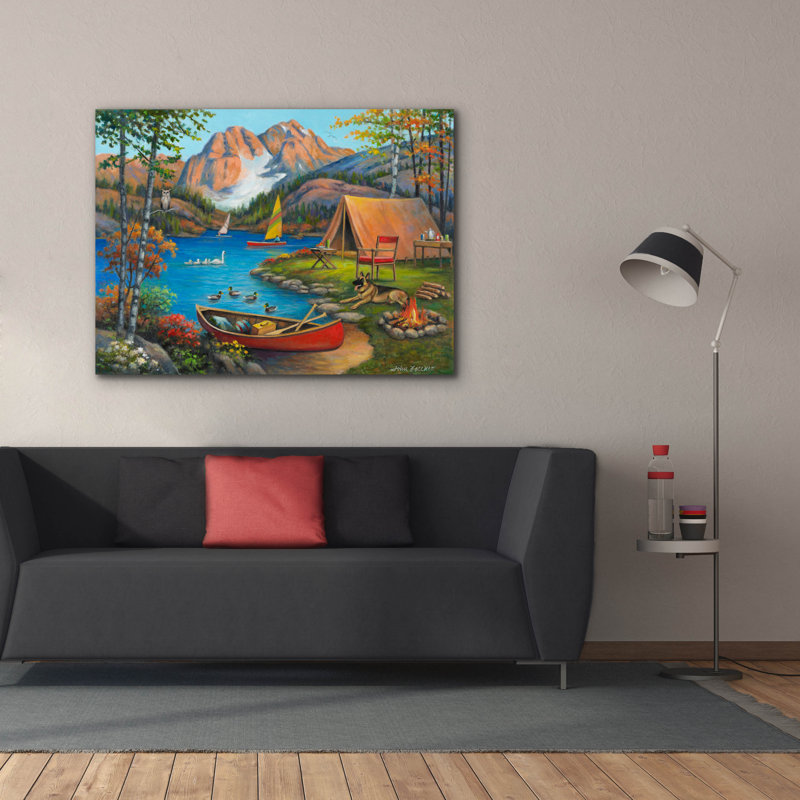 «Epic Graffiti», «pittoresque camping» par John Zaccheo, art mural sur toile, 54 po x 40 po