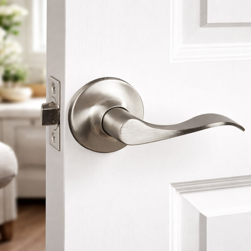 Stratford 6-Way Universal Passage Door Lever, Satin Nickel