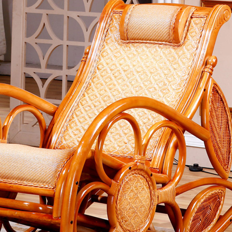 Chaise berçante élégante en rotin, Brun