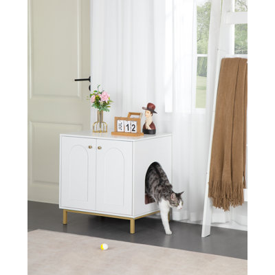Cat Litter Box Enclosure, Hidden Litter Box Furniture, Wooden Pet House Side End Table, Storage Cabinet Bench, Fit Most Cat and Litter Box, Living Room, Bedroom,