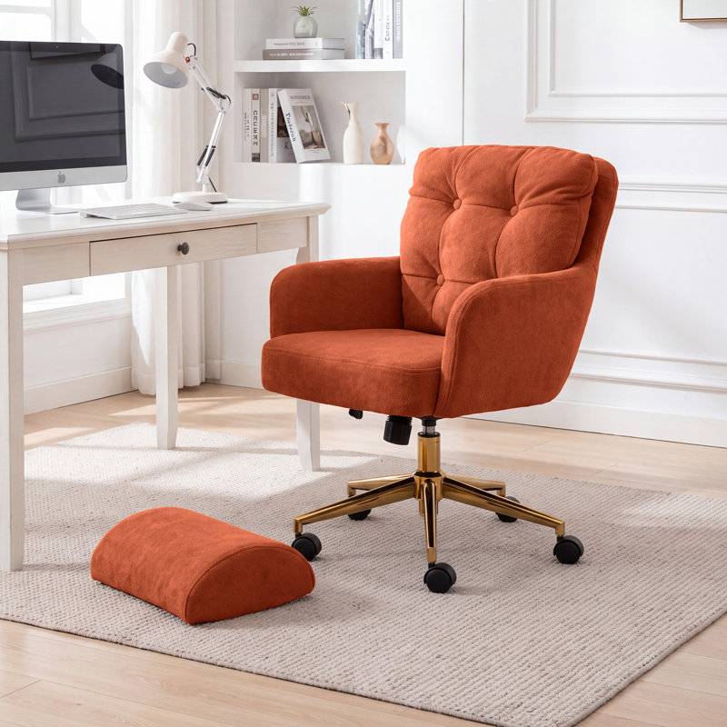 Fauteuil de bureau rembourré avec repose-pieds, Orange
