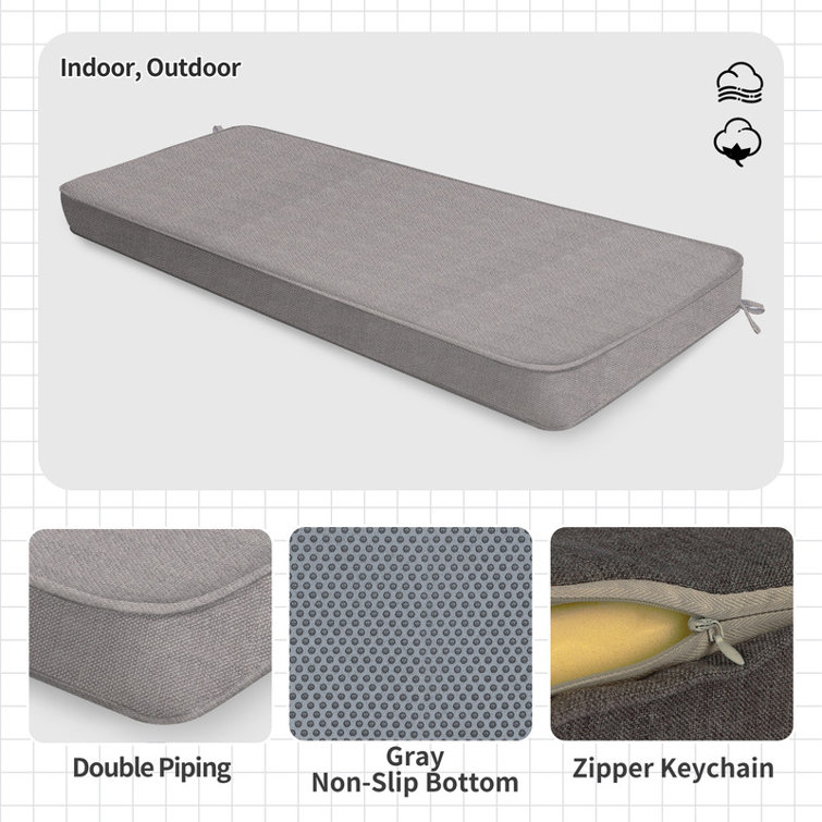 Customizable Bench Cushion For Indoor/Outdoor Furniture/Chair/Window Seat, Premium 75D High-Resilience Foam