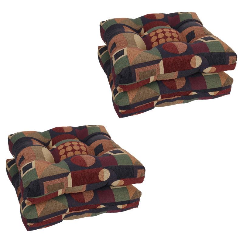 Coussin de chaise carrée 19 pouces, Motif géométrique multicolore