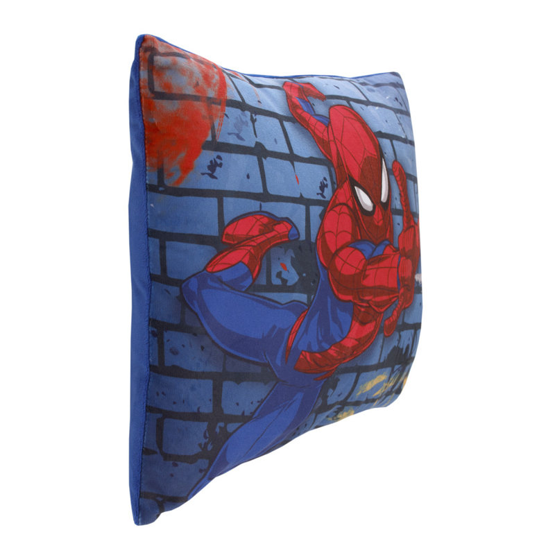 Marvel Spiderman Wall Crawler Red, White, And Blue Spider Webs Super Soft Toddler Pillow