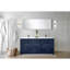 Meuble-lavabo double bleu marine 72 po X P 20 po D, dessus en marbre de culture et robinet en métal-511213152