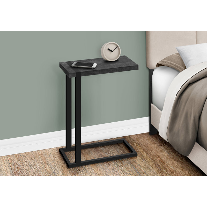 Accent Table, C-shaped, End, Side, Snack, Living Room, Bedroom, Metal, Laminate, Black