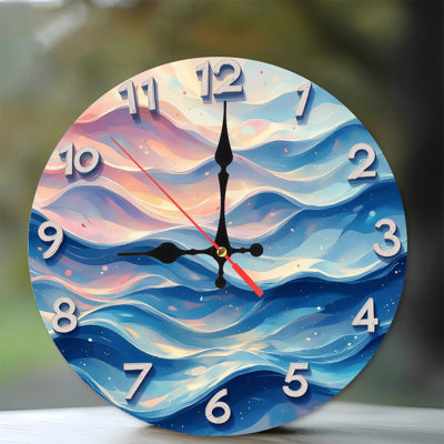 Artistic Wall Clock with Wave Pattern Design