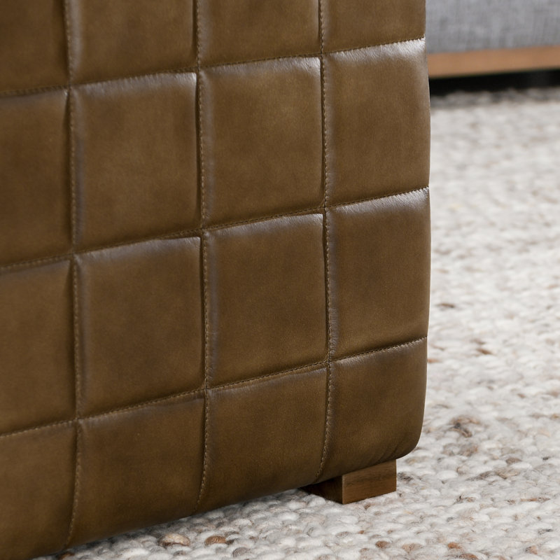 Carlo Square Leather Ottoman, Camel